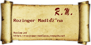 Rozinger Madléna névjegykártya